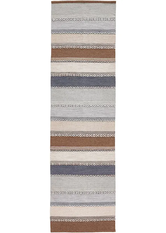 Kelim-Teppich mit Streifen in sanften Naturtönen in braun - bonprix