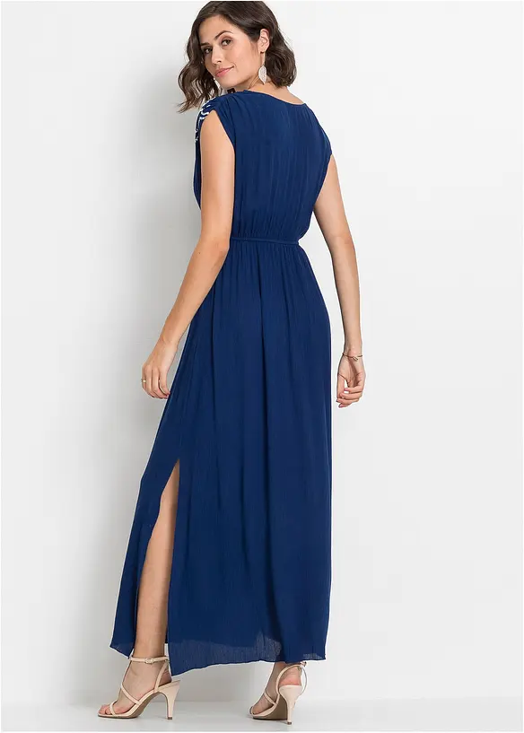 Maxikleid aus Viskose in blau von hinten (Totalaufnahme) - bonprix