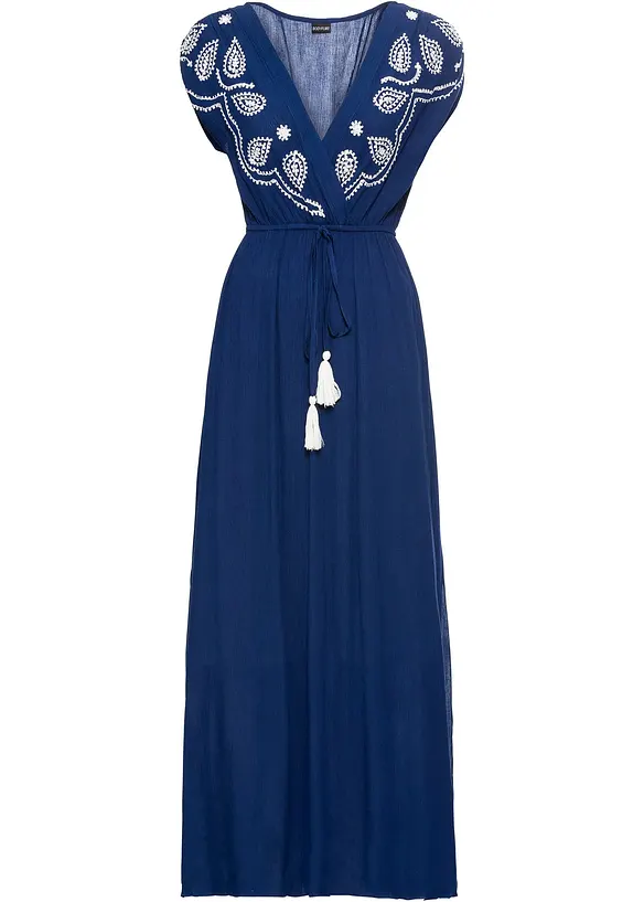 Maxikleid aus Viskose in blau von vorne - bonprix