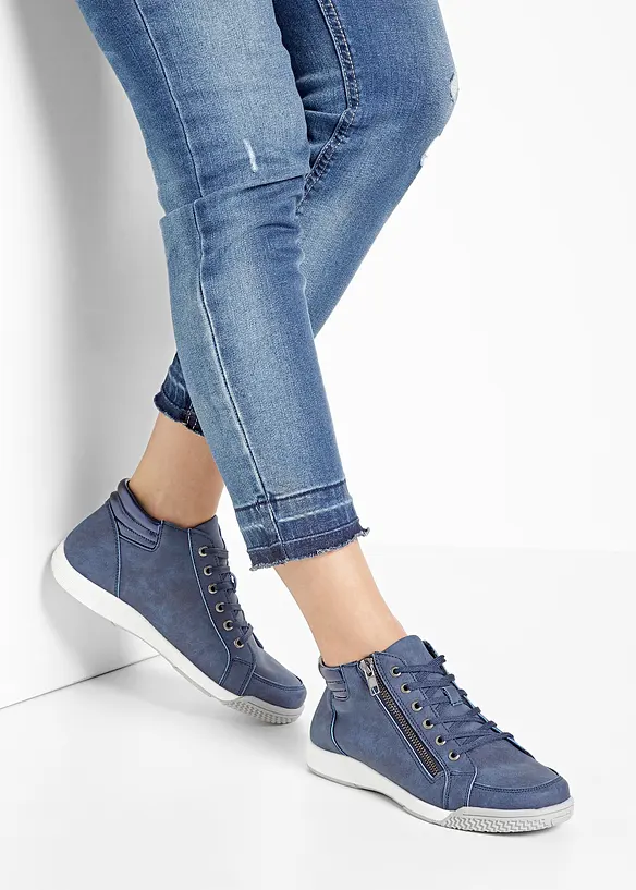 High-Top-Sneaker mit Reißverschluss in blau - bonprix