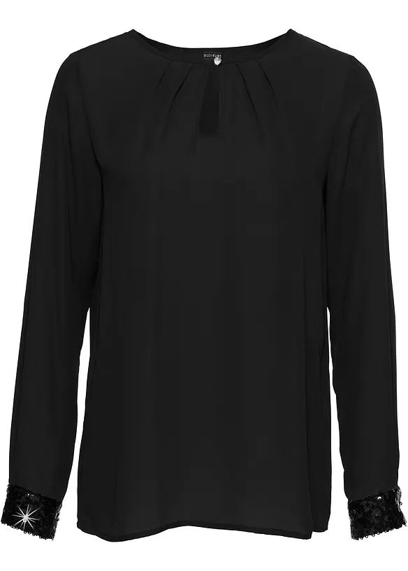 Schlupfbluse in schwarz von vorne - bonprix