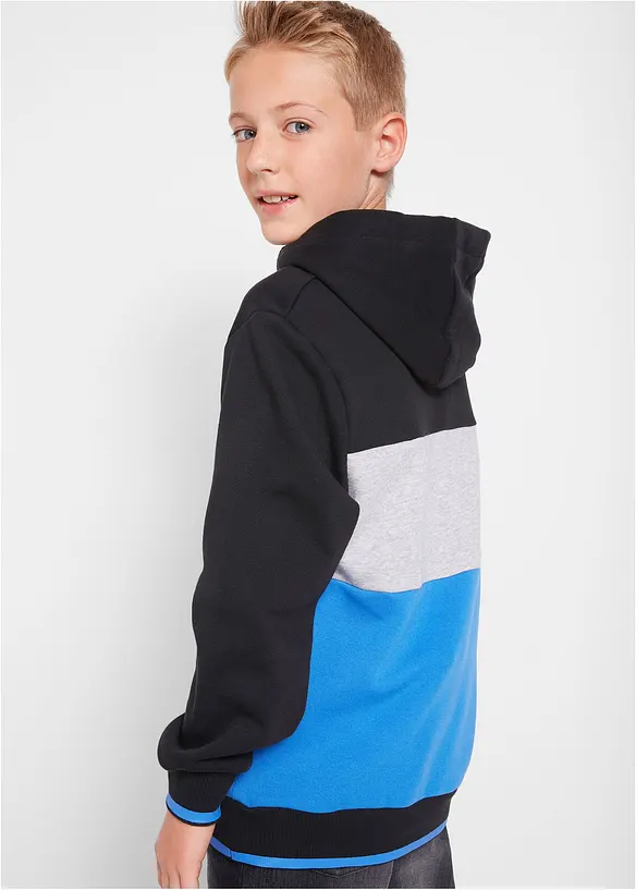 Hoodie aus reiner Bio-Baumwolle in blau von hinten (im Anschnitt) - bonprix
