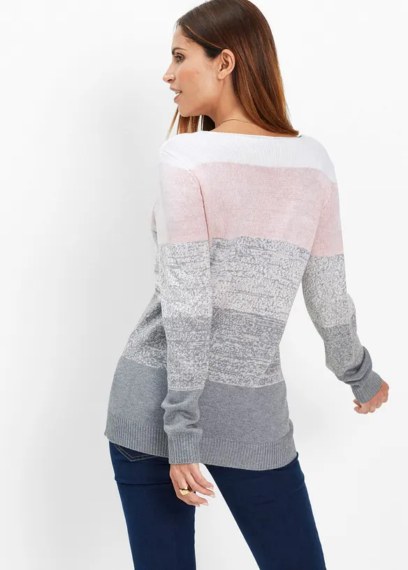 Longpullover aus weichem Kaschmir-Mix in rosa von hinten (im Anschnitt) - bonprix