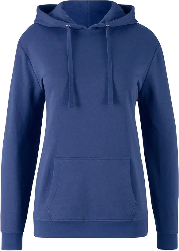 Basic Kapuzensweatshirt in blau von vorne - bonprix