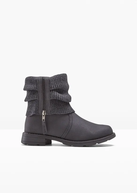 Boots mit Strickeinsatz in grau von vorne - bonprix