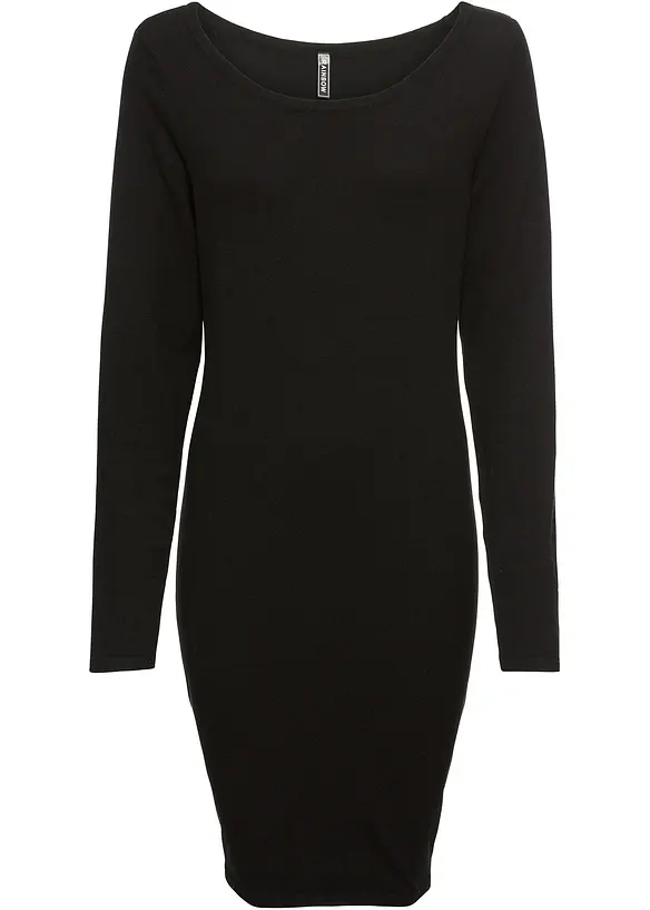Strickkleid mit legerem Schnitt in schwarz von vorne - bonprix Strickkleid mit legerem Schnitt in schwarz von vorne - bonprix