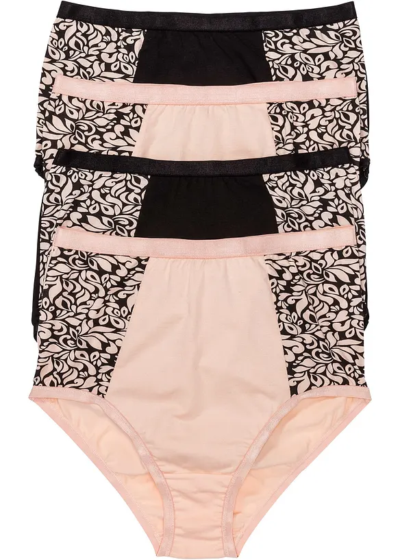 Highwaist Slip mit Bio-Baumwolle (4er Pack) in schwarz von vorne - bonprix