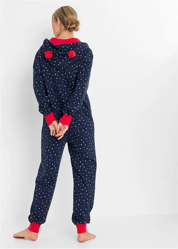 Loungewear Overall aus Sweatware in blau von hinten (Totalaufnahme) - bonprix