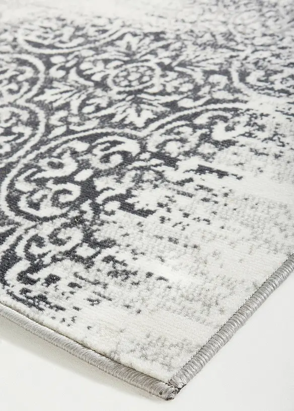 Teppich mit Patchworkmusterung in grau Detailaufnahme vom Material - bonprix
