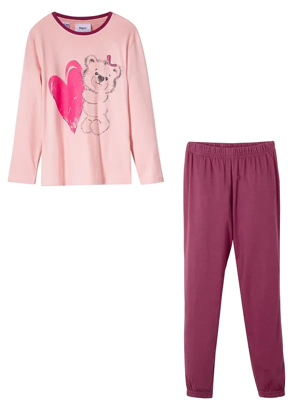 Pyjama aus reiner Bio-Baumwolle (2-tlg. Set) in rosa von vorne - bonprix