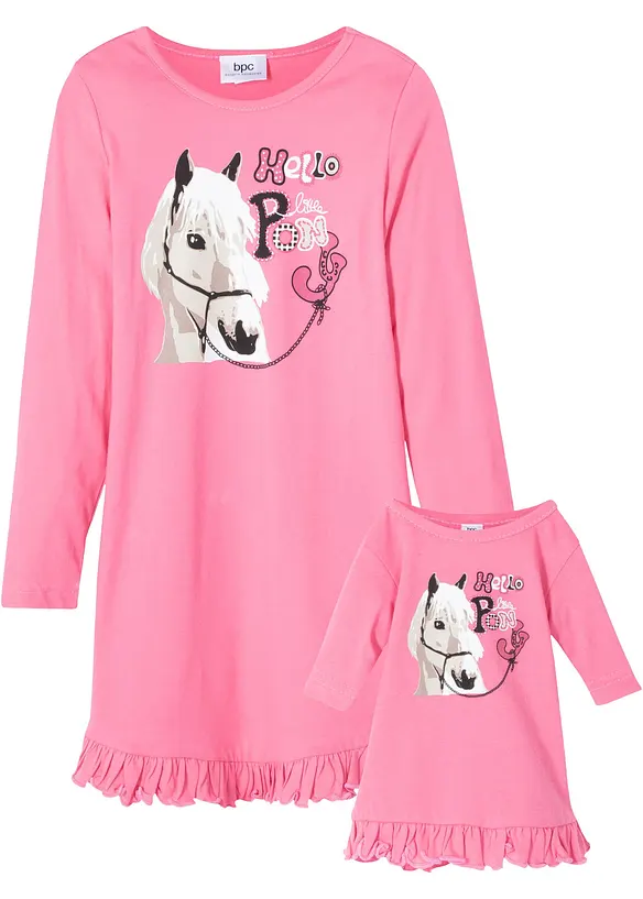 Mädchen Nachthemd + Puppenkleid (2-tlg. Set) in rosa - bpc bonprix collection