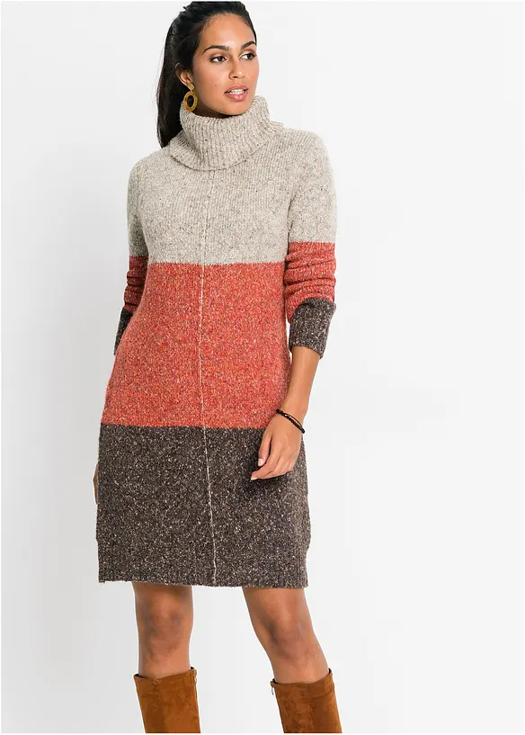 Strickkleid in braun von vorne (Totalaufnahme) - bonprix Strickkleid in braun von vorne (Totalaufnahme) - bonprix
