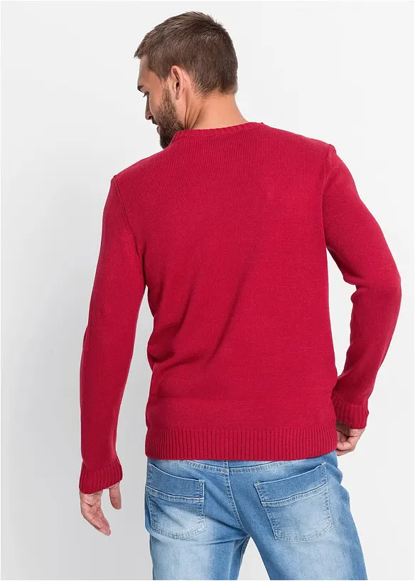 Pullover mit Weihnachtsmotiv in rot von hinten (im Anschnitt) - bonprix