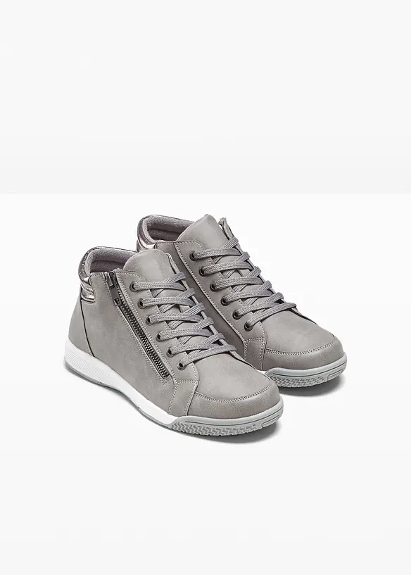 High-Top-Sneaker mit Reißverschluss in grau - bonprix