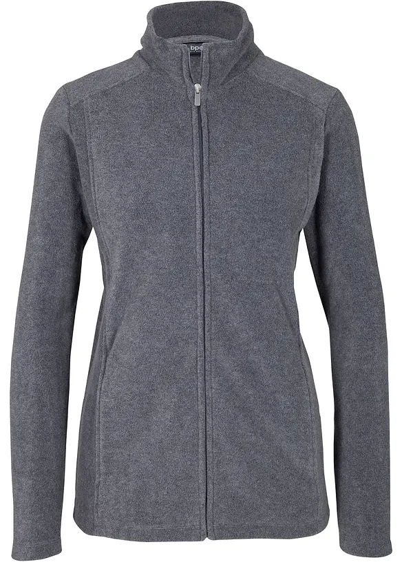 Fleecejacke mit Stehkragen in grau von vorne - bonprix Fleecejacke mit Stehkragen in grau von vorne - bonprix