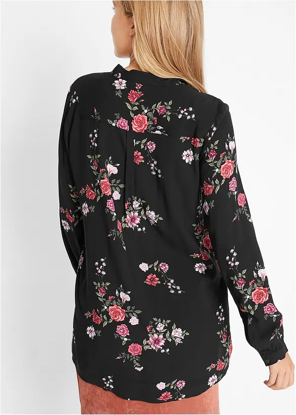 Longbluse aus fließender Viskose in schwarz von hinten (im Anschnitt) - bonprix Longbluse aus fließender Viskose in schwarz von hinten (im Anschnitt) - bonprix