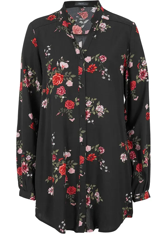 Longbluse aus fließender Viskose in schwarz von vorne - bonprix Longbluse aus fließender Viskose in schwarz von vorne - bonprix
