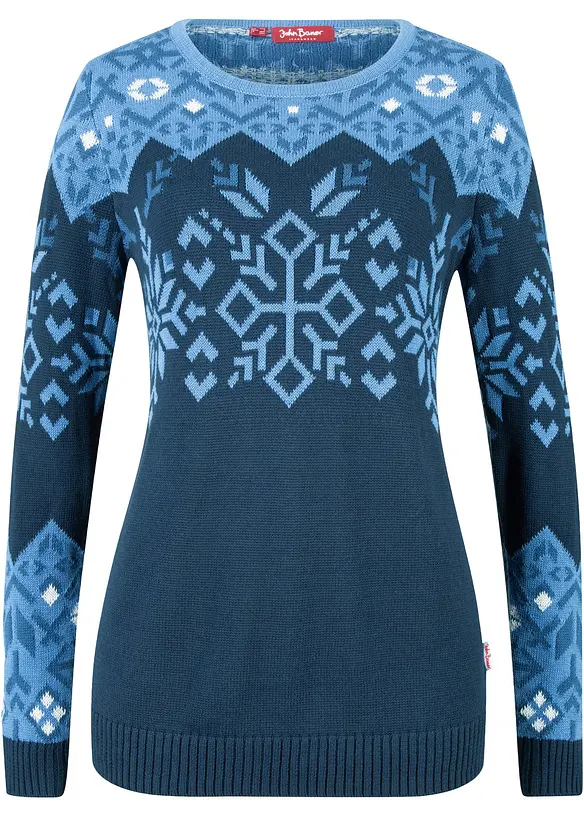 Pullover mit Norwegermuster in blau von vorne - bonprix