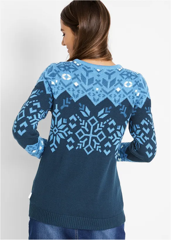 Pullover mit Norwegermuster in blau von hinten (im Anschnitt) - bonprix