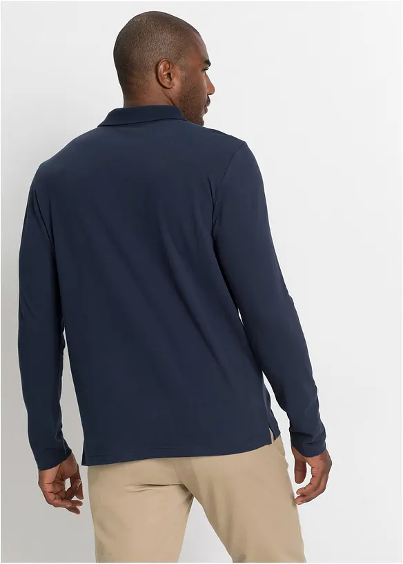 Poloshirt aus robustem Piqué in blau von hinten (im Anschnitt) - bonprix