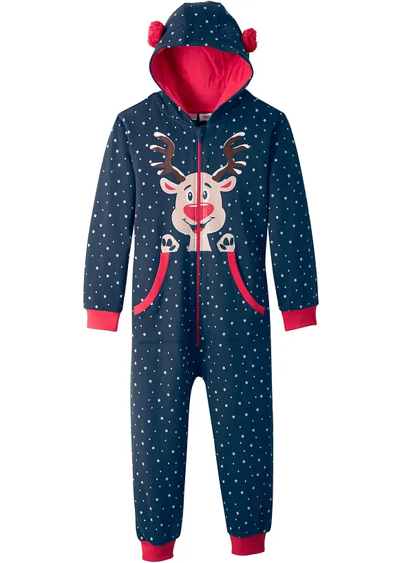 Kinder Sweatoverall in blau von vorne - bonprix