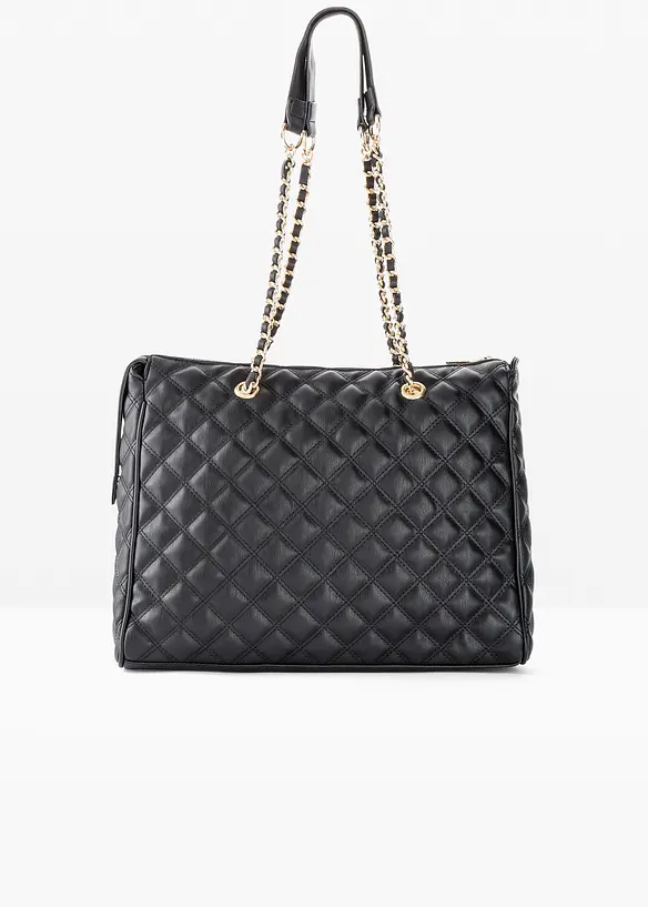 Handtasche mit dekorativer Steppung in schwarz - bonprix