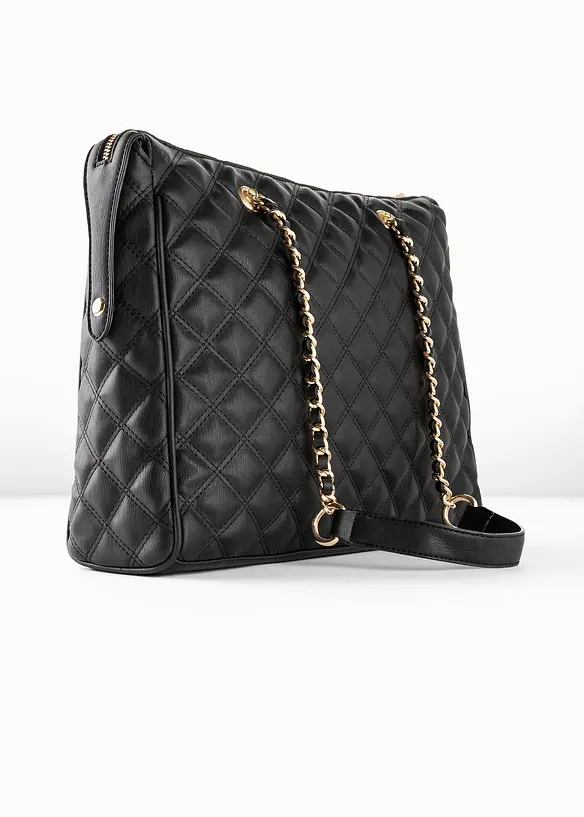 Handtasche mit dekorativer Steppung in schwarz (Detailaufnahme) - bonprix