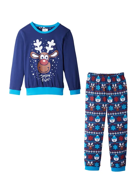 Pyjama aus reiner Bio-Baumwolle (2-tlg.) in blau - bonprix