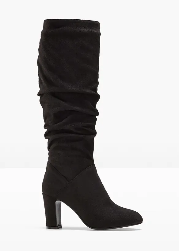 Stiefel mit Raffung in schwarz von vorne - bonprix