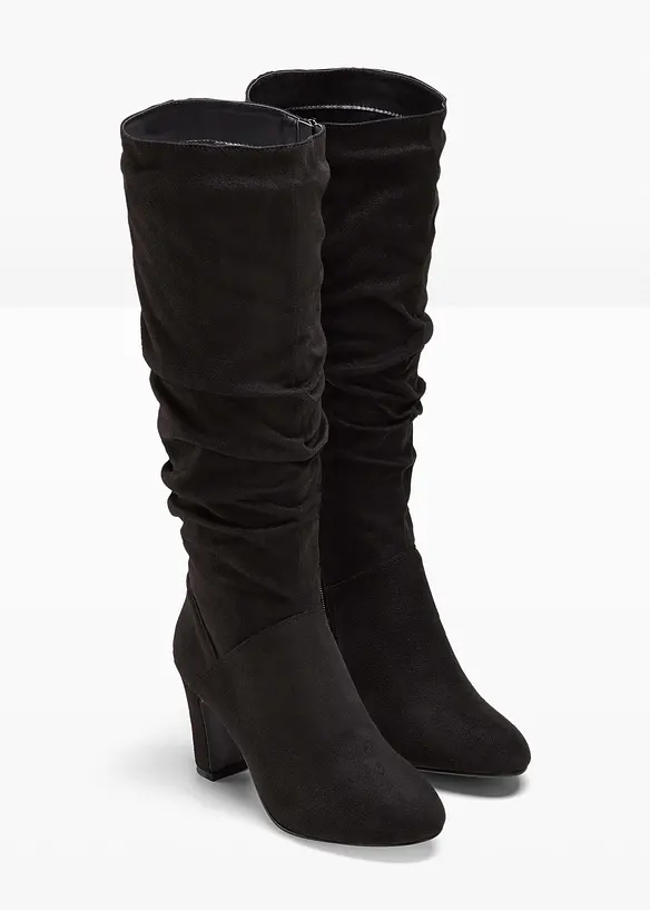Stiefel mit Raffung in schwarz - bonprix