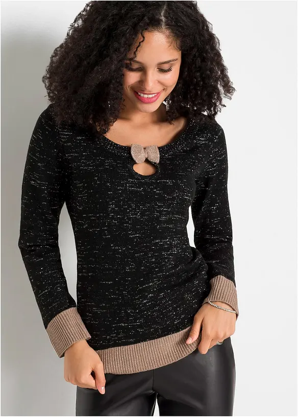 Pullover in schwarz von vorne (im Anschnitt) - bonprix