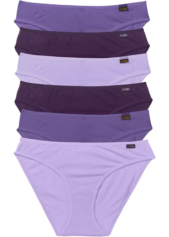 Slip mit weicher Baumwolle (6er Pack) in lila von vorne - bonprix