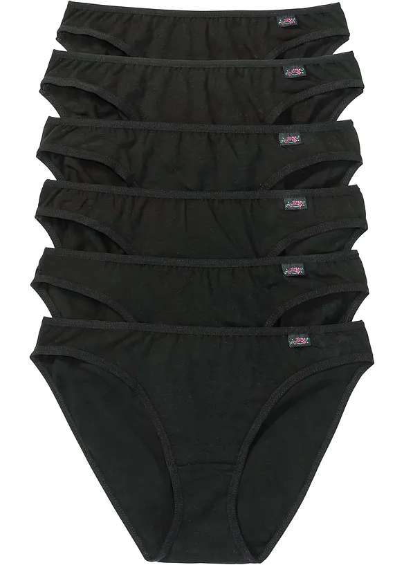 Slip mit weicher Baumwolle (6er Pack) in schwarz von vorne - bonprix