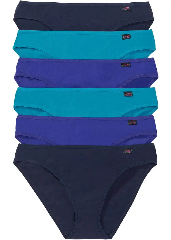 Slip mit weicher Baumwolle (6er Pack) in blau von vorne - bonprix