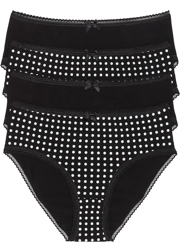 Maxislip mit weicher Bio-Baumwolle (4er Pack) in schwarz von vorne - bonprix