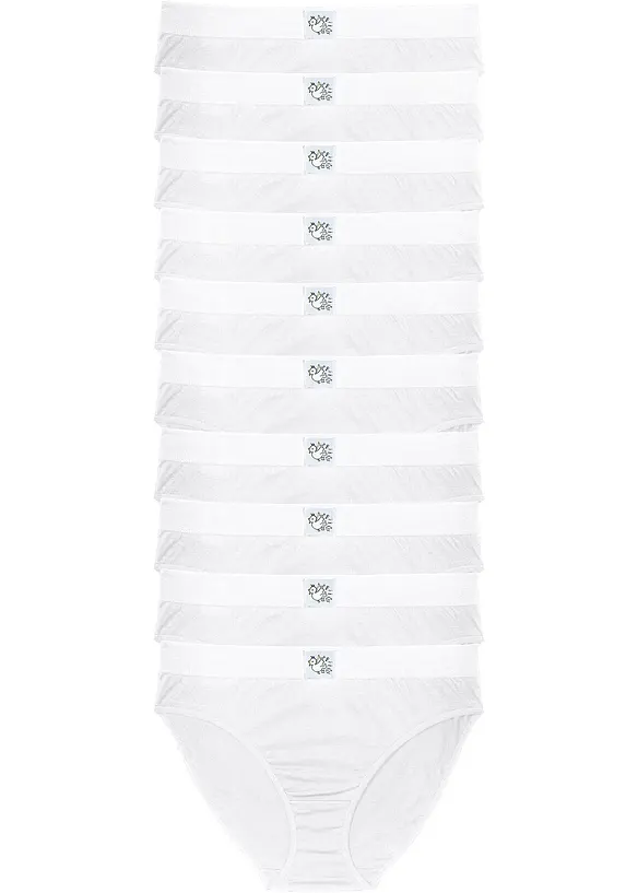Slip mit weicher Baumwolle (10er Pack) in weiß von vorne - bonprix