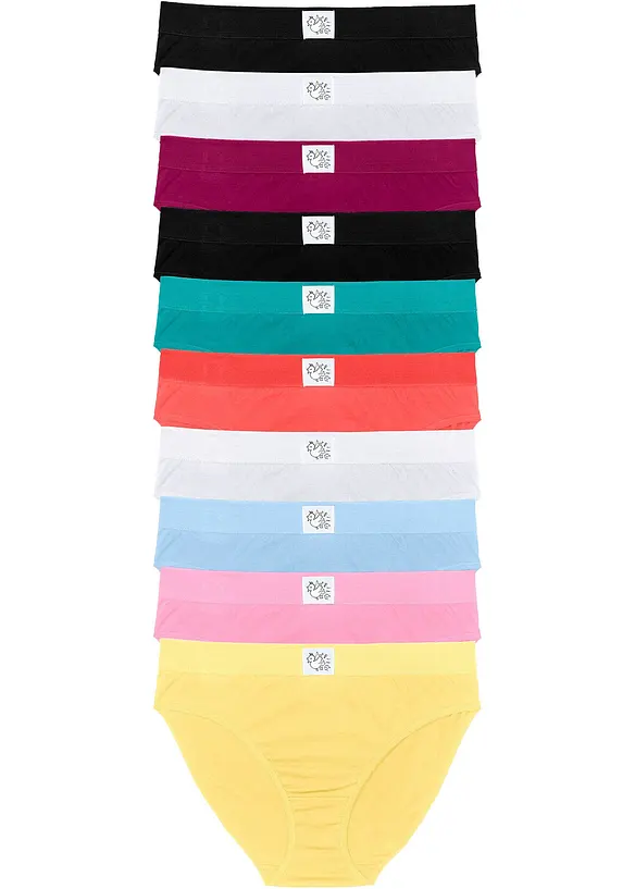 Slip mit weicher Baumwolle (10er Pack) in rosa von vorne - bonprix