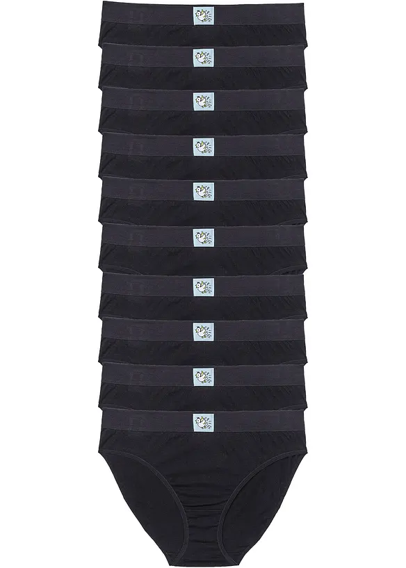 Slip mit weicher Baumwolle (10er Pack) in schwarz von vorne - bonprix