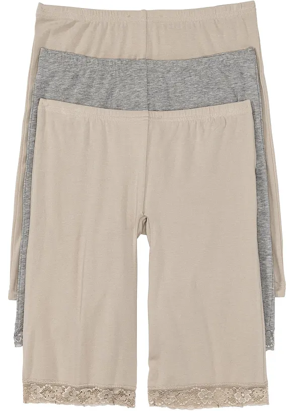 Lange Damen-Boxer aus weichen Material im Vorteilspack in beige von vorne - bonprix