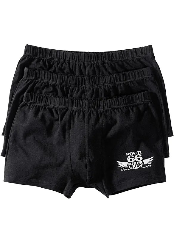 Boxershorts eng mit Baumwolle (3er Pack) in schwarz von vorne - bonprix