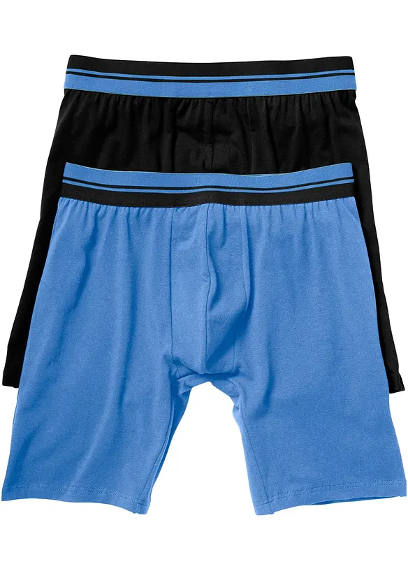 Lange Boxershorts eng mit Baumwolle (2er Pack) in blau - bonprix