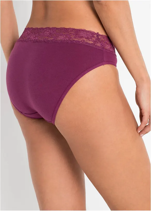 Slip mit weicher Baumwolle und Spitze (5er Pack) in grau von hinten - bonprix