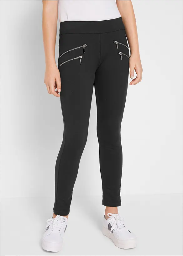 Stretch-Hose aus elastischem Bio-Baumwoll-Mix in schwarz von vorne - bonprix