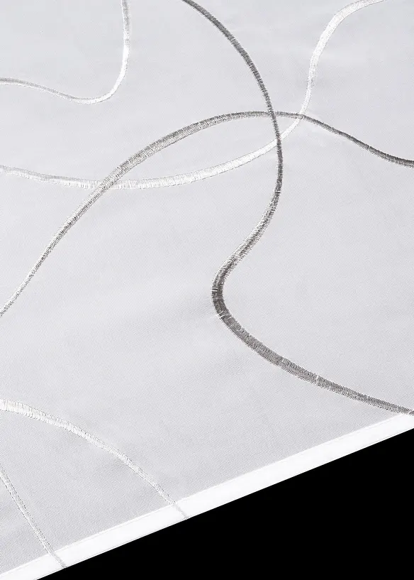 Scheibengardine mit recyceltem Polyester und Stickerei in grau Detailaufnahme vom Material - bonprix
