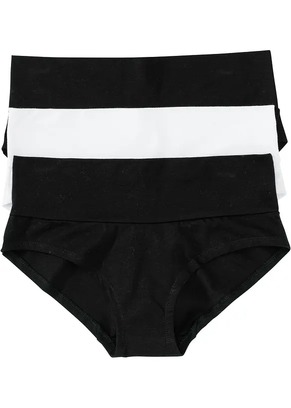 Umstandspanty mit Bio-Baumwolle (3er Pack) in schwarz von vorne - bonprix