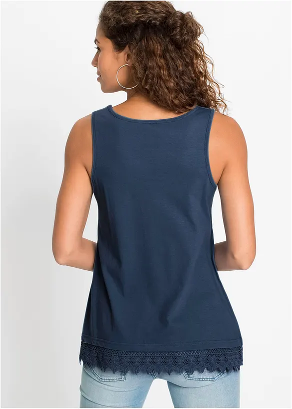 Top mit Spitze (2er-Pack) in blau von hinten (im Anschnitt) - bonprix