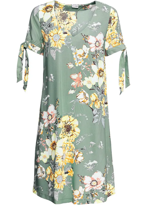 Kleid aus fließender Viskose in grün von vorne - bonprix