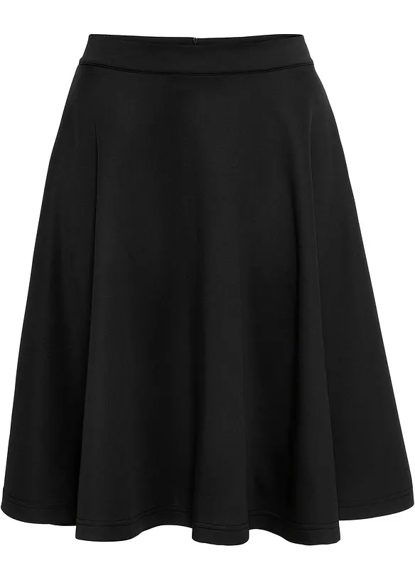 Rock aus softem Scuba in schwarz von vorne - bonprix