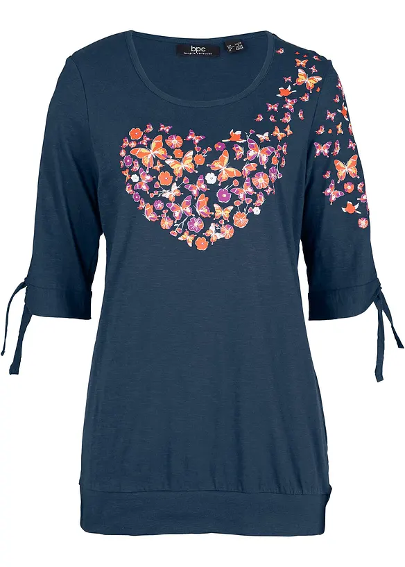 Baumwoll-Shirt, halbarm in blau von vorne - bonprix Baumwoll-Shirt, halbarm in blau von vorne - bonprix