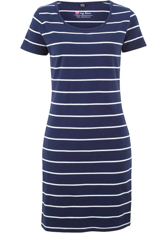Shirtkleid aus Baumwoll-Stretch in blau von vorne - bonprix Shirtkleid aus Baumwoll-Stretch in blau von vorne - bonprix
